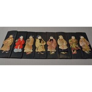 Vintage 8 Lucky Shanghai Vintage Chinese Silk Hand Embroidery 9.5” x 21.5”